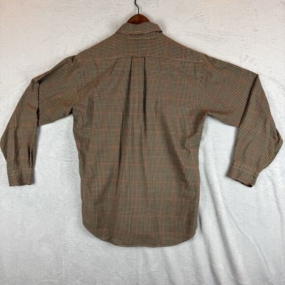 Enro Button Down Shirt Mens Medium Long Sleeve Plaid Brown Red Blue Pocket - Picture 2 of 8
